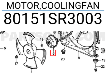 Honda 80151SR3003 MOTOR,COOLINGFAN