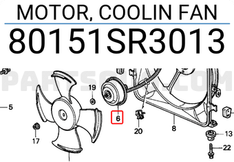 Honda 80151SR3013 MOTOR, COOLIN FAN