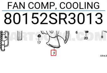 Honda 80152SR3013 FAN COMP, COOLING