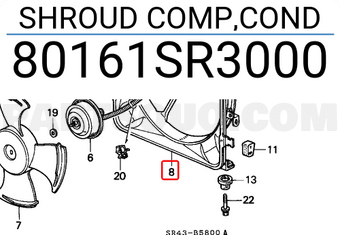 Honda 80161SR3000 SHROUD COMP,COND