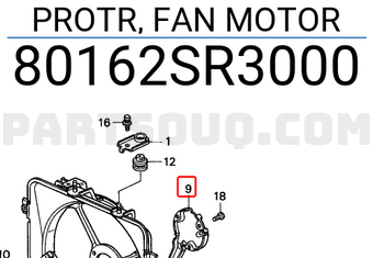 Honda 80162SR3000 PROTR, FAN MOTOR