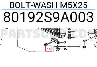 Honda 80192S9A003 BOLT-WASH M5X25