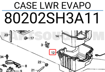 Honda 80202SH3A11 CASE LWR EVAPO