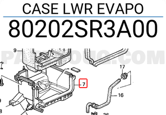 Honda 80202SR3A00 CASE LWR EVAPO