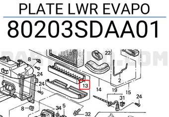 Honda 80203SDAA01 PLATE LWR EVAPO