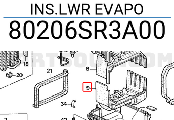 Honda 80206SR3A00 INS.LWR EVAPO