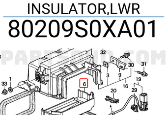 Honda 80209S0XA01 INSULATOR,LWR