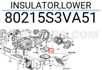 Honda 80215S3VA51 INSULATOR,LOWER