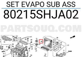 Honda 80215SHJA02 SET EVAPO SUB ASS