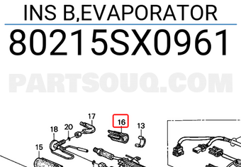 Honda 80215SX0961 INS B,EVAPORATOR