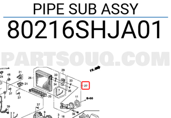 Honda 80216SHJA01 PIPE SUB ASSY