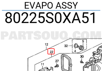 Honda 80225S0XA51 EVAPO ASSY