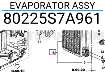 Honda 80225S7A961 EVAPORATOR ASSY