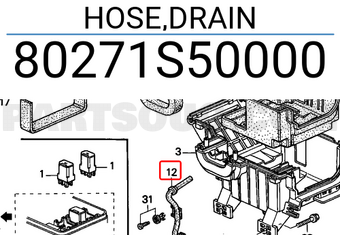 Honda 80271S50000 HOSE,DRAIN