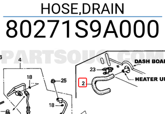 Honda 80271S9A000 HOSE,DRAIN