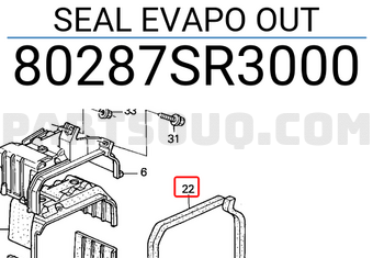 Honda 80287SR3000 SEAL EVAPO OUT