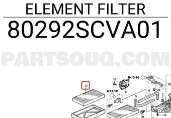 Honda 80292SCVA01 ELEMENT FILTER