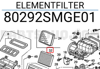 Honda 80292SMGE01 ELEMENTFILTER