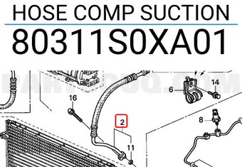 Honda 80311S0XA01 HOSE COMP SUCTION