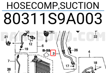 Honda 80311S9A003 HOSECOMP,SUCTION