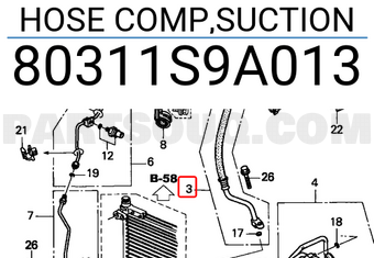 Honda 80311S9A013 HOSE COMP,SUCTION