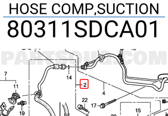 Honda 80311SDCA01 HOSE COMP,SUCTION