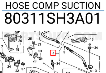 Honda 80311SH3A01 HOSE COMP SUCTION