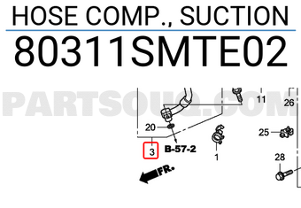 Honda 80311SMTE02 HOSE COMP., SUCTION
