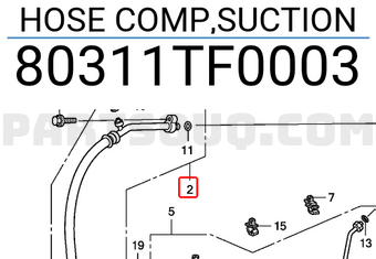 Honda 80311TF0003 HOSE COMP,SUCTION