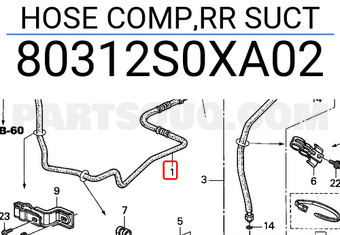 Honda 80312S0XA02 HOSE COMP,RR SUCT