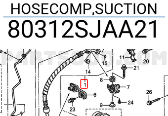 Honda 80312SJAA21 HOSECOMP,SUCTION
