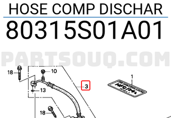 Honda 80315S01A01 HOSE COMP DISCHAR