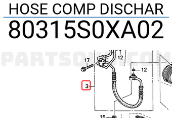 Honda 80315S0XA02 HOSE COMP DISCHAR