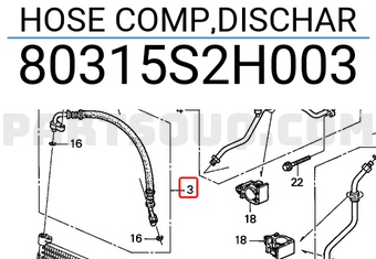 Honda 80315S2H003 HOSE COMP,DISCHAR