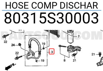 Honda 80315S30003 HOSE COMP DISCHAR