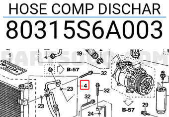 Honda 80315S6A003 HOSE COMP DISCHAR