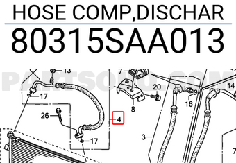 Honda 80315SAA013 HOSE COMP,DISCHAR