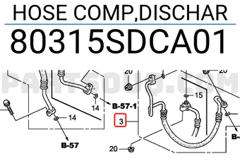 Honda 80315SDCA01 HOSE COMP,DISCHAR