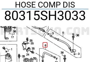 Honda 80315SH3033 HOSE COMP DIS
