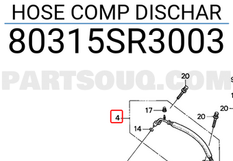 Honda 80315SR3003 HOSE COMP DISCHAR