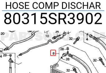 Honda 80315SR3902 HOSE COMP DISCHAR