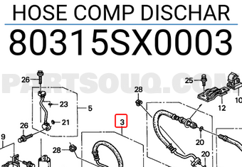 Honda 80315SX0003 HOSE COMP DISCHAR