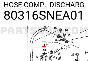 Honda 80316SNEA01 HOSE COMP., DISCHARG