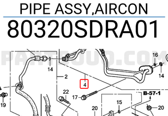 Honda 80320SDRA01 PIPE ASSY,AIRCON
