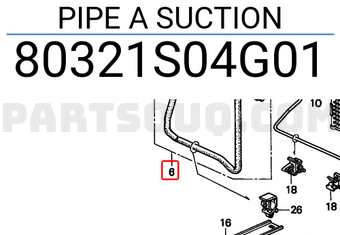 Honda 80321S04G01 PIPE A SUCTION