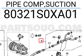 Honda 80321S0XA01 PIPE COMP,SUCTION