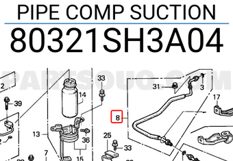 Honda 80321SH3A04 PIPE COMP SUCTION