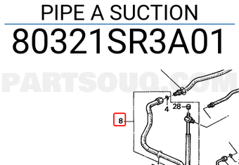 Honda 80321SR3A01 PIPE A SUCTION