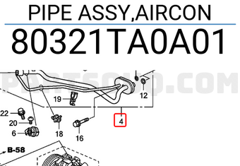 Honda 80321TA0A01 PIPE ASSY,AIRCON