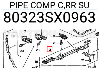 Honda 80323SX0963 PIPE COMP C,RR SU
